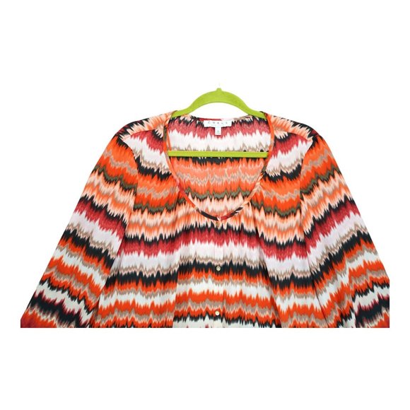 Chaus New York Size L button down long‎ sleeve Shirt round neck Multicolor - Picture 3 of 6